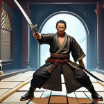 **

A Tang Tang Specialgang character triumphantly holding a katana or revolver after defeating a wave of enemies in a Special Stage. The background should showcase a challenging stage layout with both open areas and narrow corridors. Focus on a sense of power and strategic weapon choice.

**